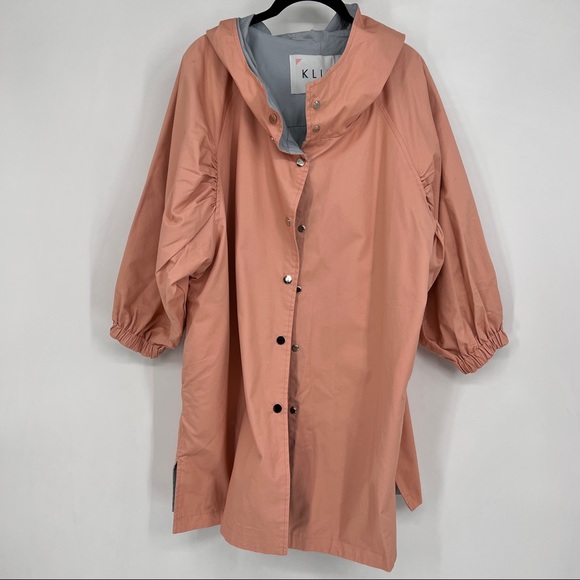 Kling Lip Print Hooded Jacket Lightweight Coral Pink New - Picture 3 of 7